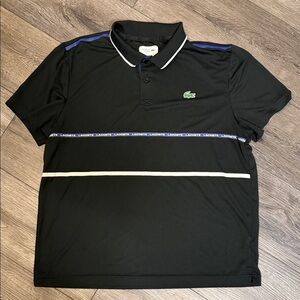 Lacoste Black Polo with Blue Accents